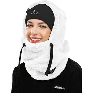 Women's Balaclava Wind-Resistant Winter Face Mask Fleece Ski Mask Hat White